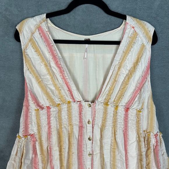 Free People Dress Womens Medium Pink Babydoll Tiered Boho Beach Whimsy Fairy - Picture 3 of 13